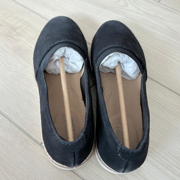 Clarks Serena Paige Black Leather Upper Espadrille Platform Slip On Loafer 5.5M - Picture 3 of 7